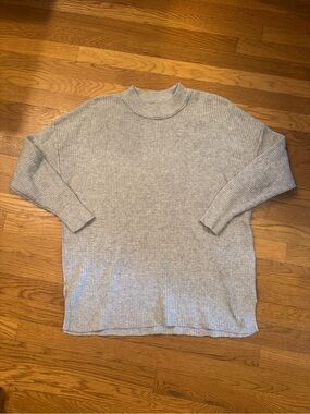 Aerie Gray Waffle Knit Oversized Sweater